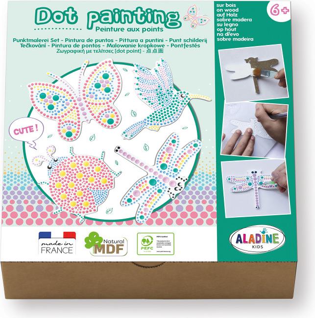 Aladine Dot Painting Set - Natur Malset für Kinder Holzformen AL85484