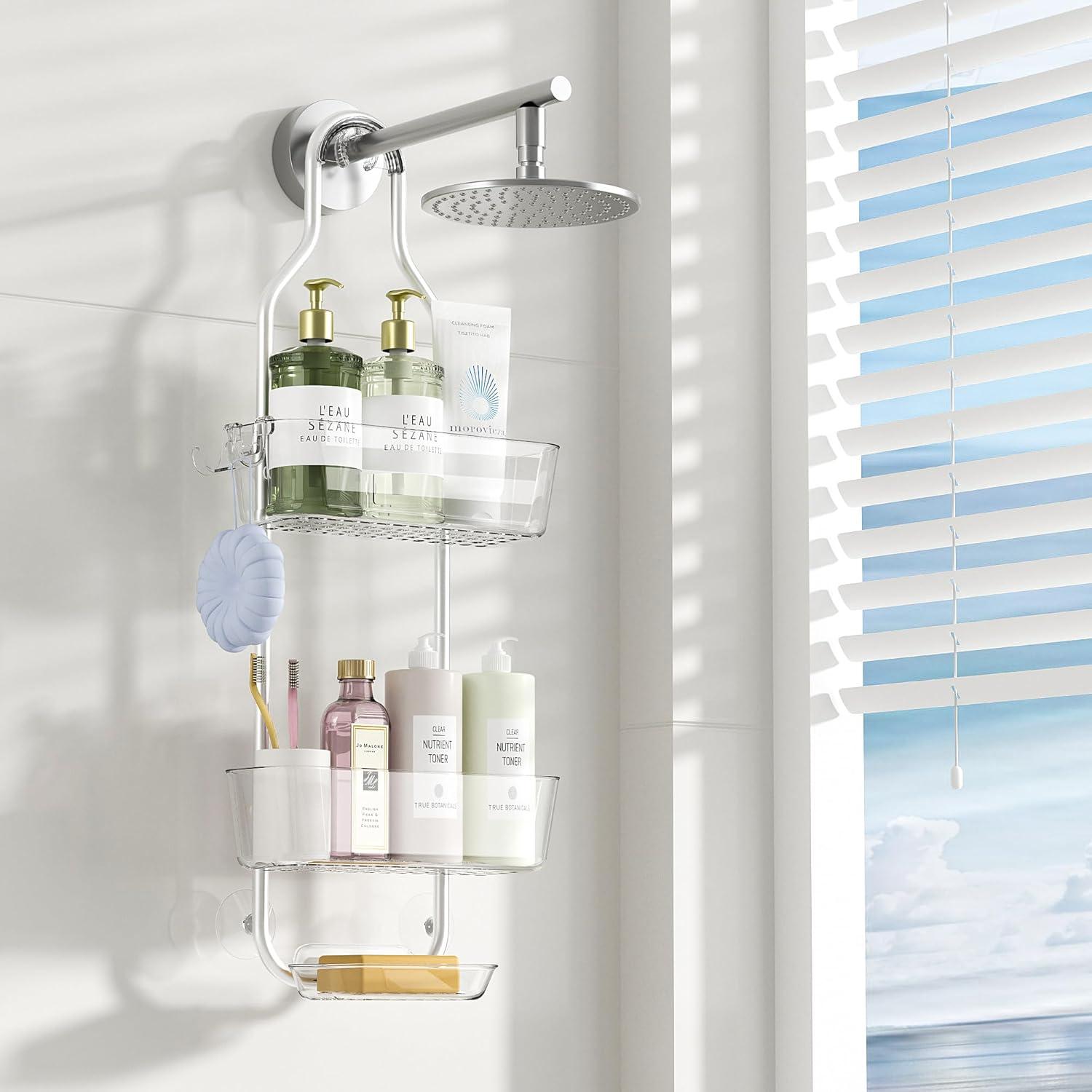 Markenlos 3-stufiger Duschkabinen-Organizer - Badezimmerregal - Chrom