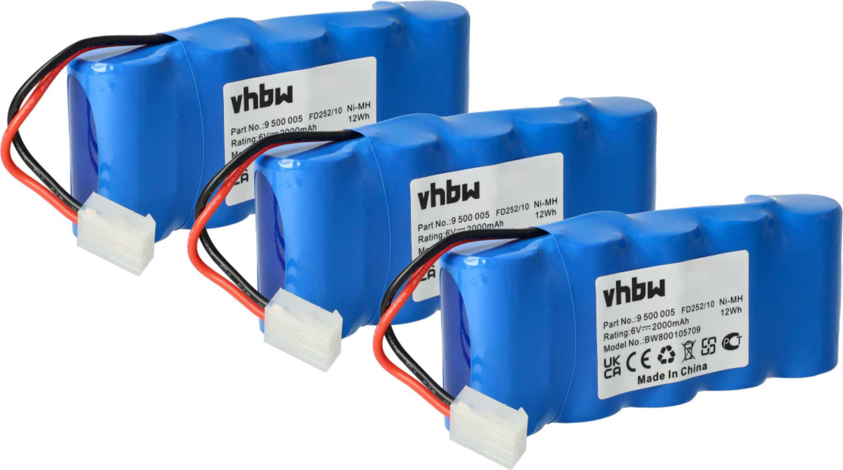 vhbw 3x Akku kompatibel mit Bosch Roll-Lift K10, K12 Schiebetorantrieb Torantrieb Drehtorantrieb (2000 mAh, 6 V, NiMH) 118261160-2