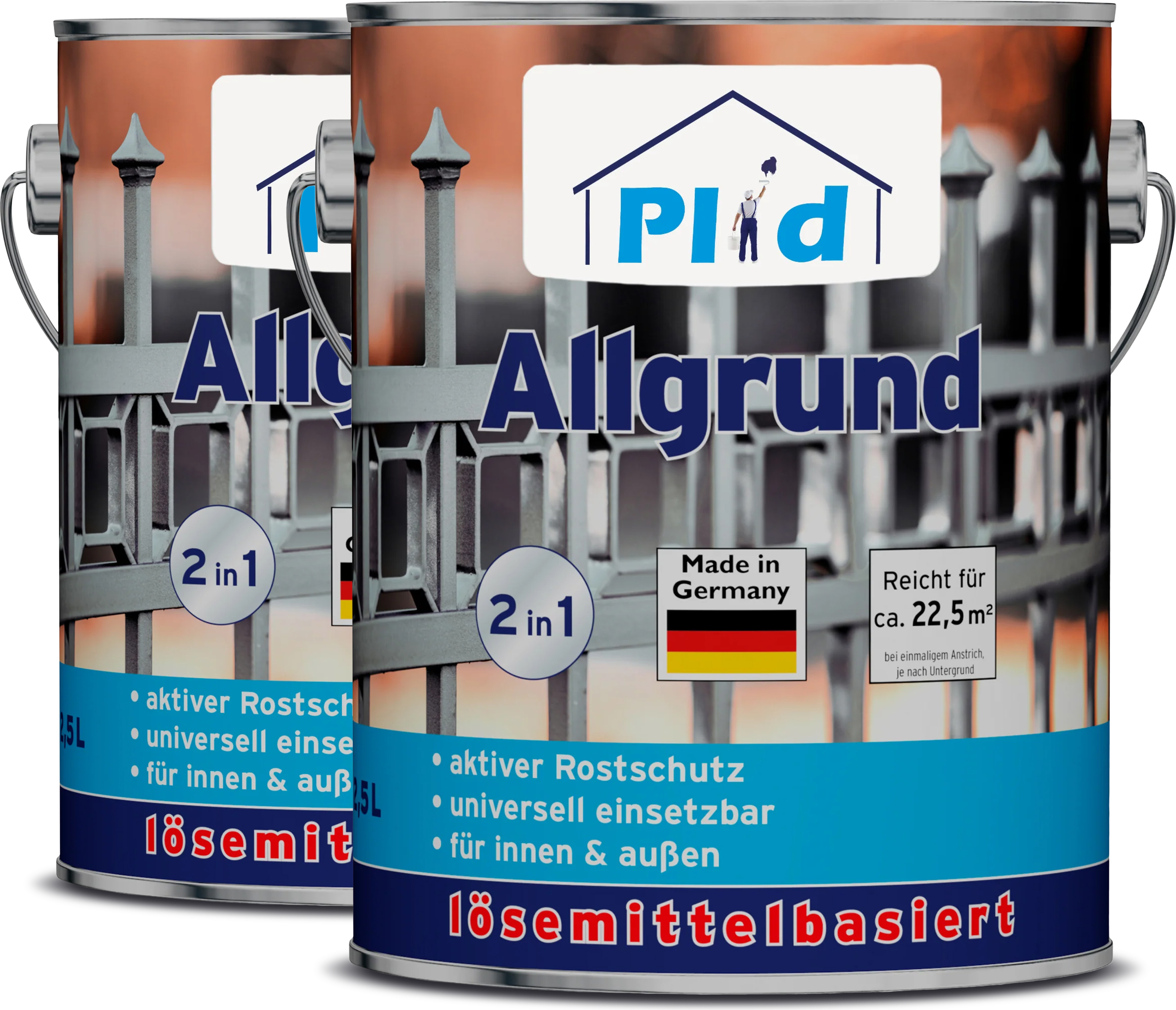 Plid Rostgrundierung 5L Weiß für ca. 450m² /Aktiver Rostschutz Grundierung