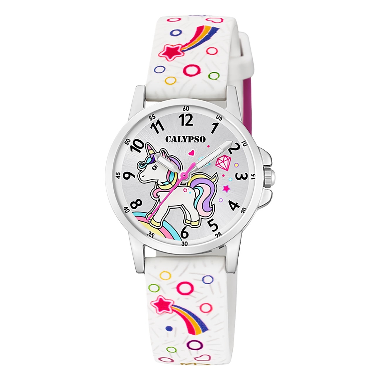 Festina Calypso Kinder Armbanduhr Mädchen Uhr Einhorn PolyurethanBand weiß K5776/4