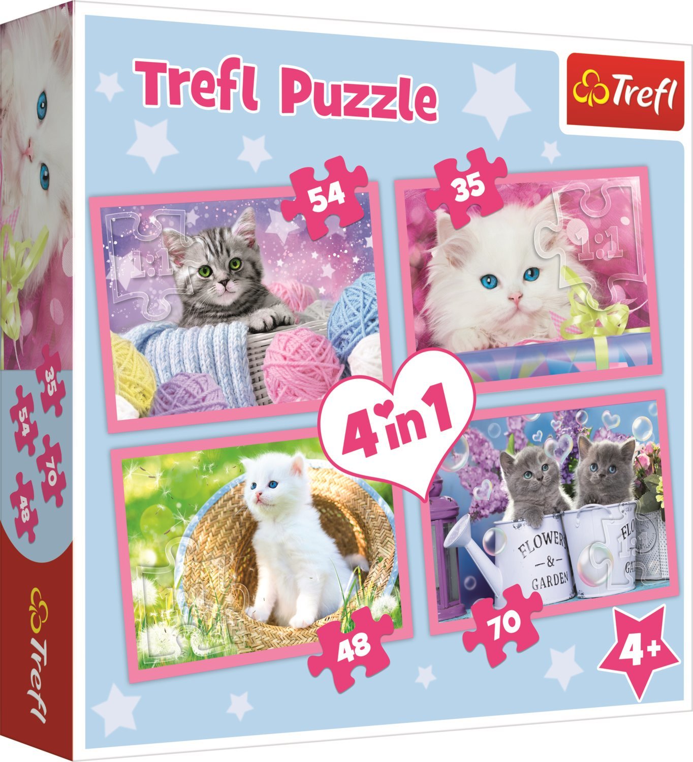Trefl, Puzzle, Katzenspiele, von 35 bis 70 Teilen, 4 Sets, für Kinder ab 4 Jahren 7,99