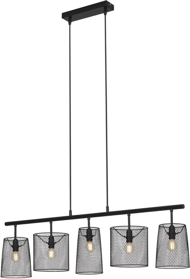 Pendelleuchte Pendellampe Drahtschirmen Metall schwarz 5x E14 40W IP20 Briloner