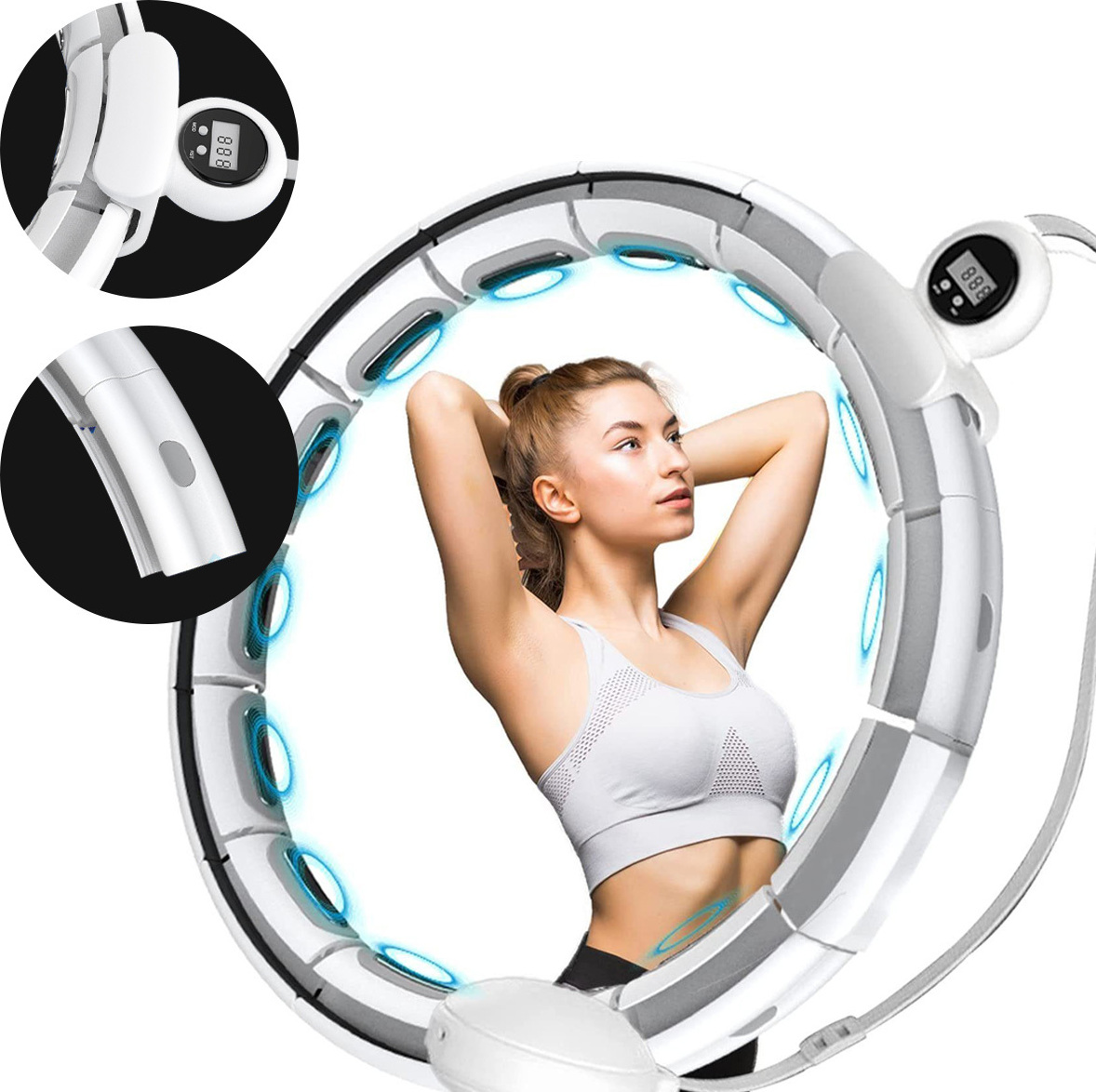 Dopwii Hula-Hoop-Reifen 20 Segments Smart Hula Hoop,360° Massage,für Frauen mit einem Taillenumfang von 74–100cm,Abnehmen,Taillenmassage,Verstellbar
