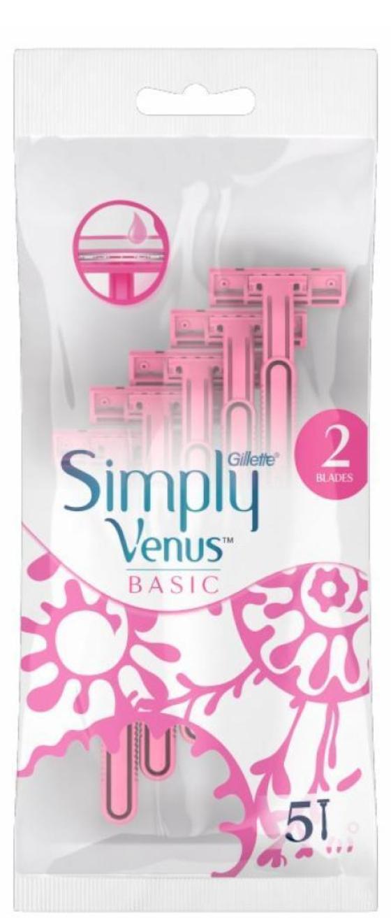 Gillette Venus Simply Basic Razor 5 Units Simply Venus 2 Basic