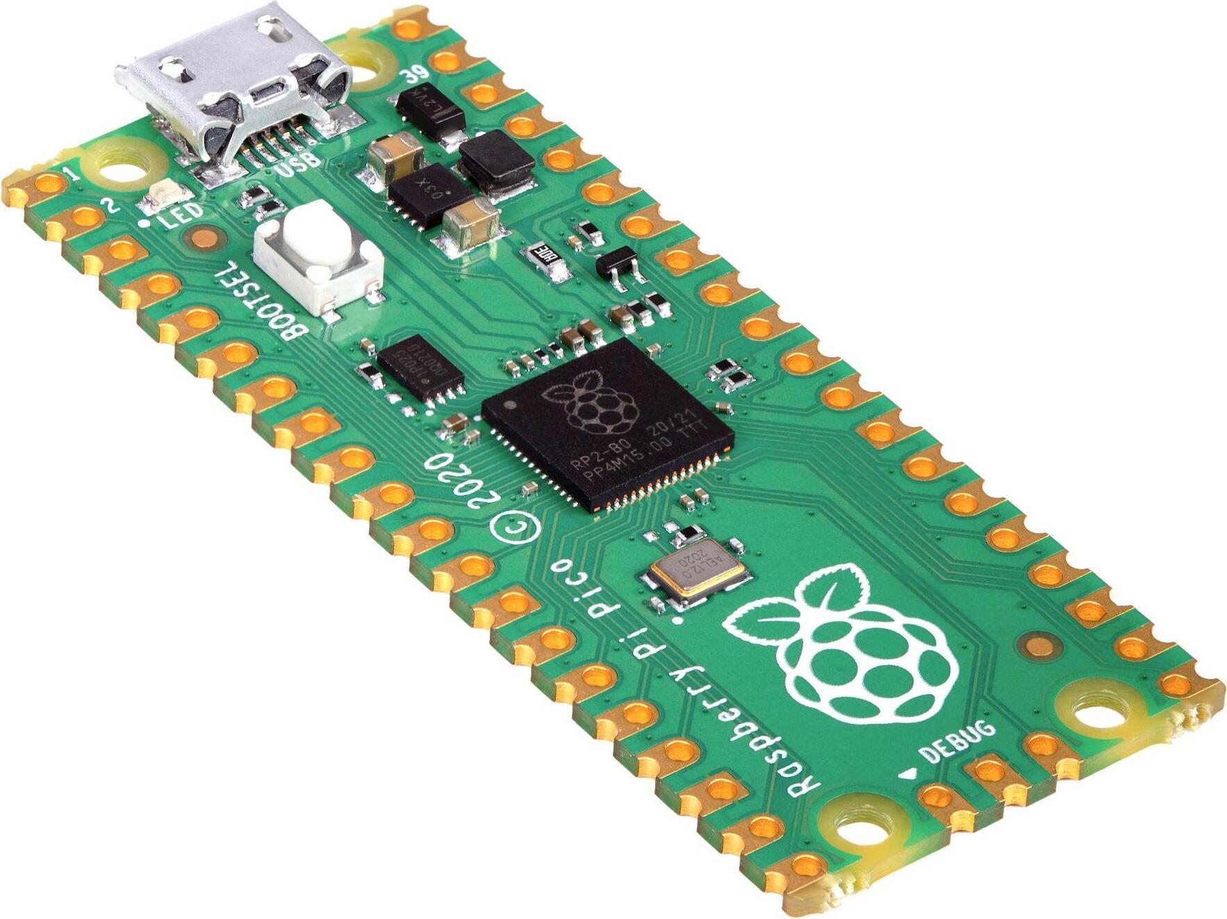 Raspberry Pi RP2040, 133 MHz, ARM, ARM Cortex M0+, 2 MB, 264 KB, 51 x 21 mm