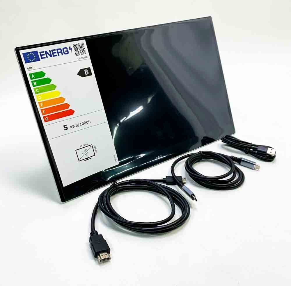 ESR Portable Monitor mit Stnder fr Laptops, Ultraschlanker 15,6 Zoll 1080P Externer Monitor mit verstellbarem Stnder, Reisemonitor, Quer- und Hochformat fr Laptop/Mac/Tablet/Handy/Switch, Silber