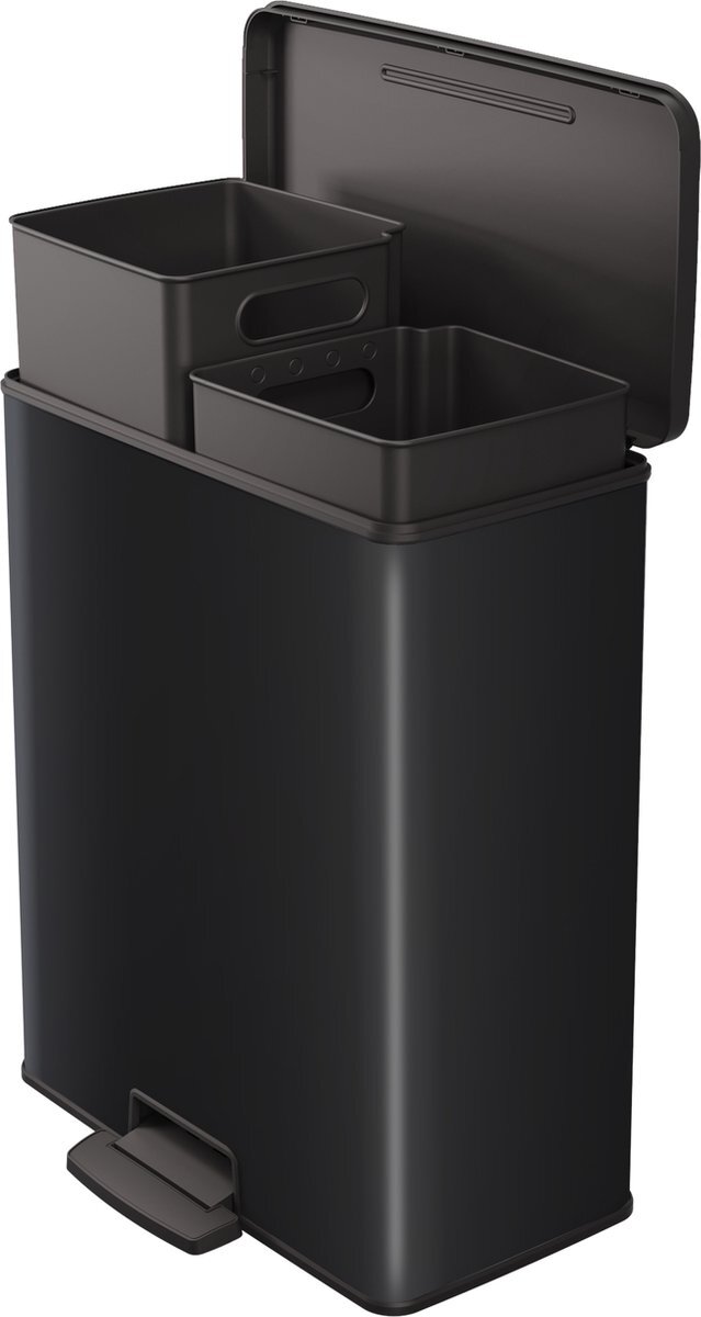 CURVER DECO DUO BIN Mülleimer, Kunststoff, Silber metallic