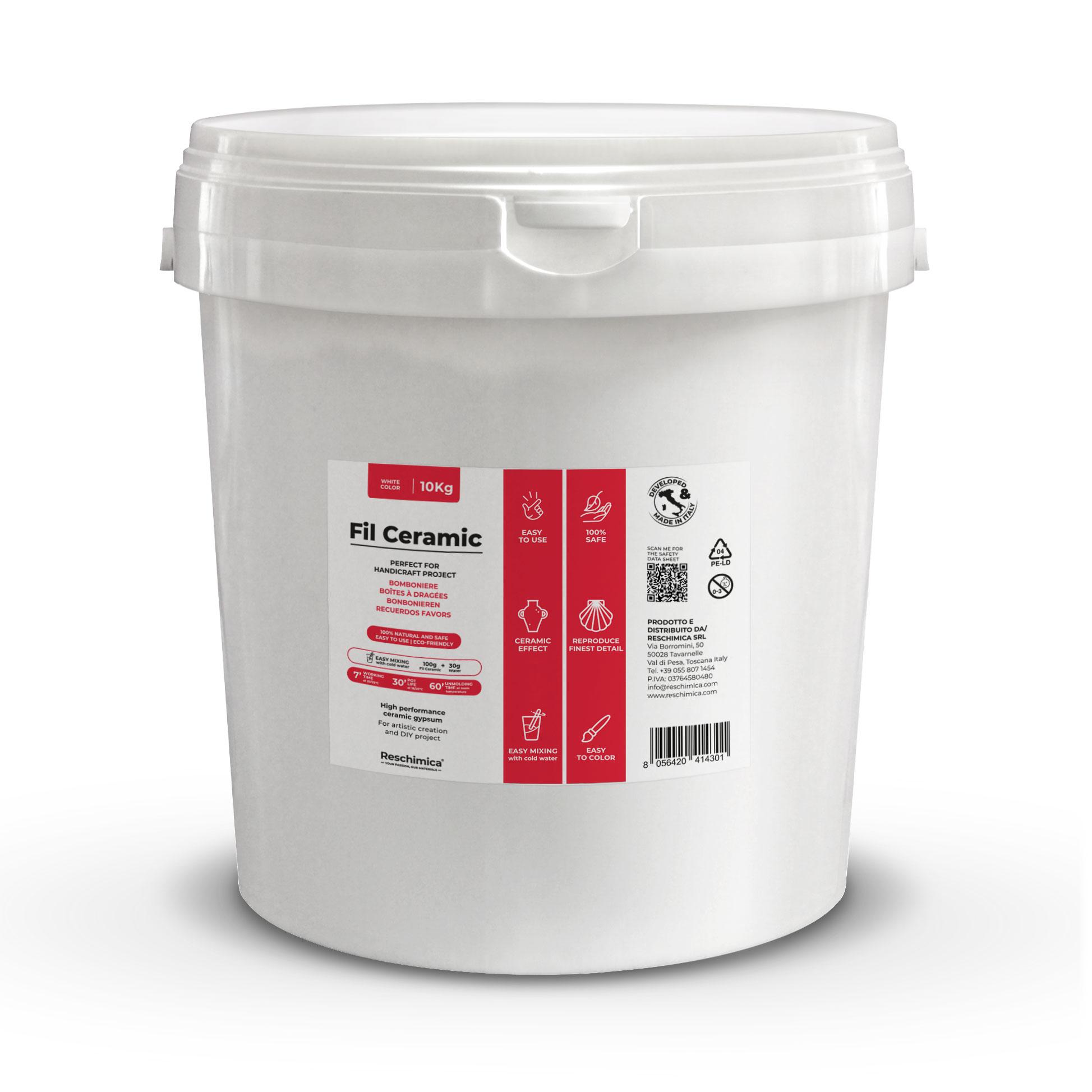 Reschimica FIL CERAMIC Modelliergips zum Gießen, Bastelgips feines Gips-Pulver, ideal zum Basteln & Modellieren (10 kg) ICB10