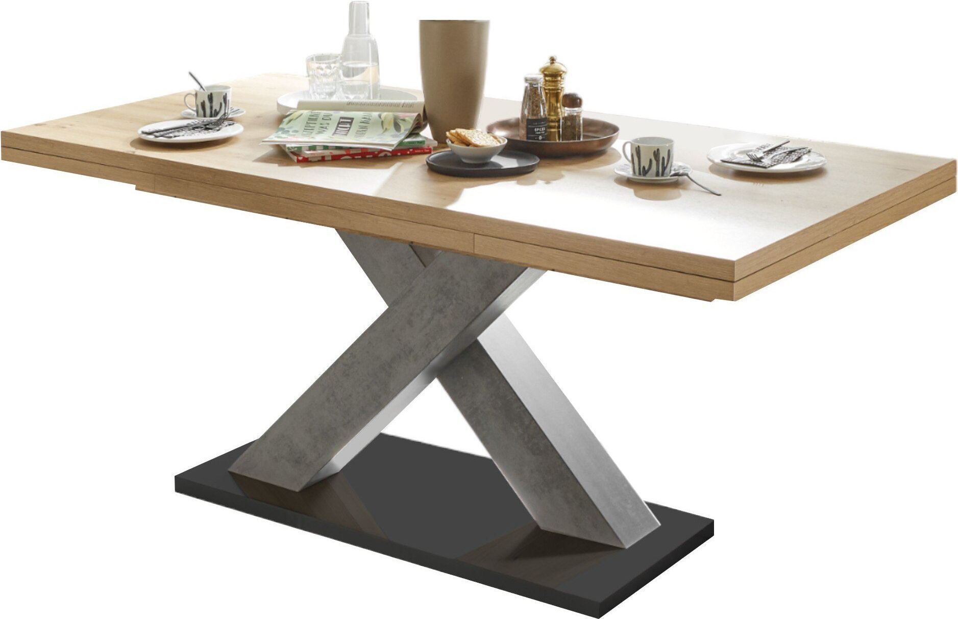 Esstisch ausziehbar Elene 180x90x76 Graphit/Asteiche 13982-180