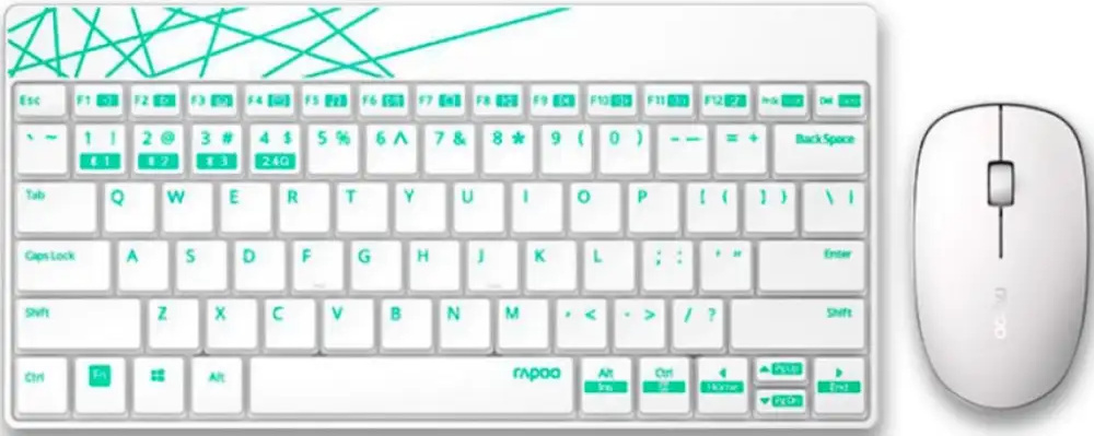 Tastatur und Maus RAPOO 8000M- 18324 Multimode wei