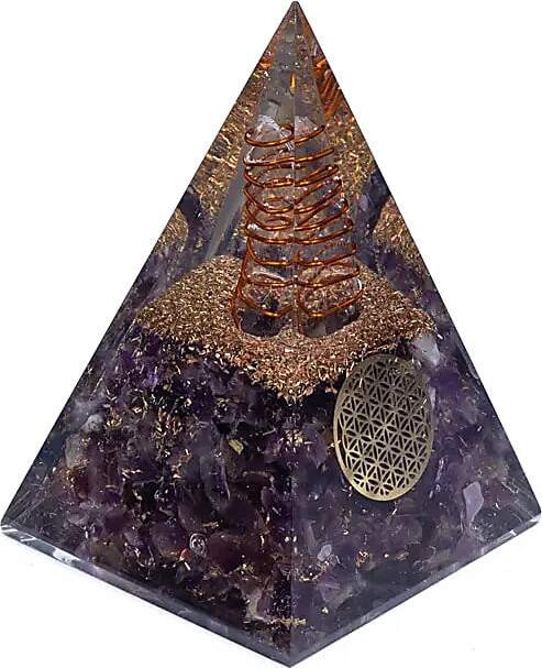Bahadra Orgonit Pyramide Amethyst Blume des Lebens -- 5x5x8 cm