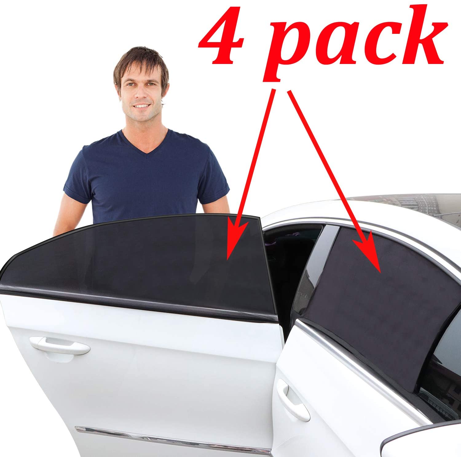 2er Pack Universal Sonnenschutz Tuch Auto Seitenscheibe Sonnentuch UV-Schutz DE 