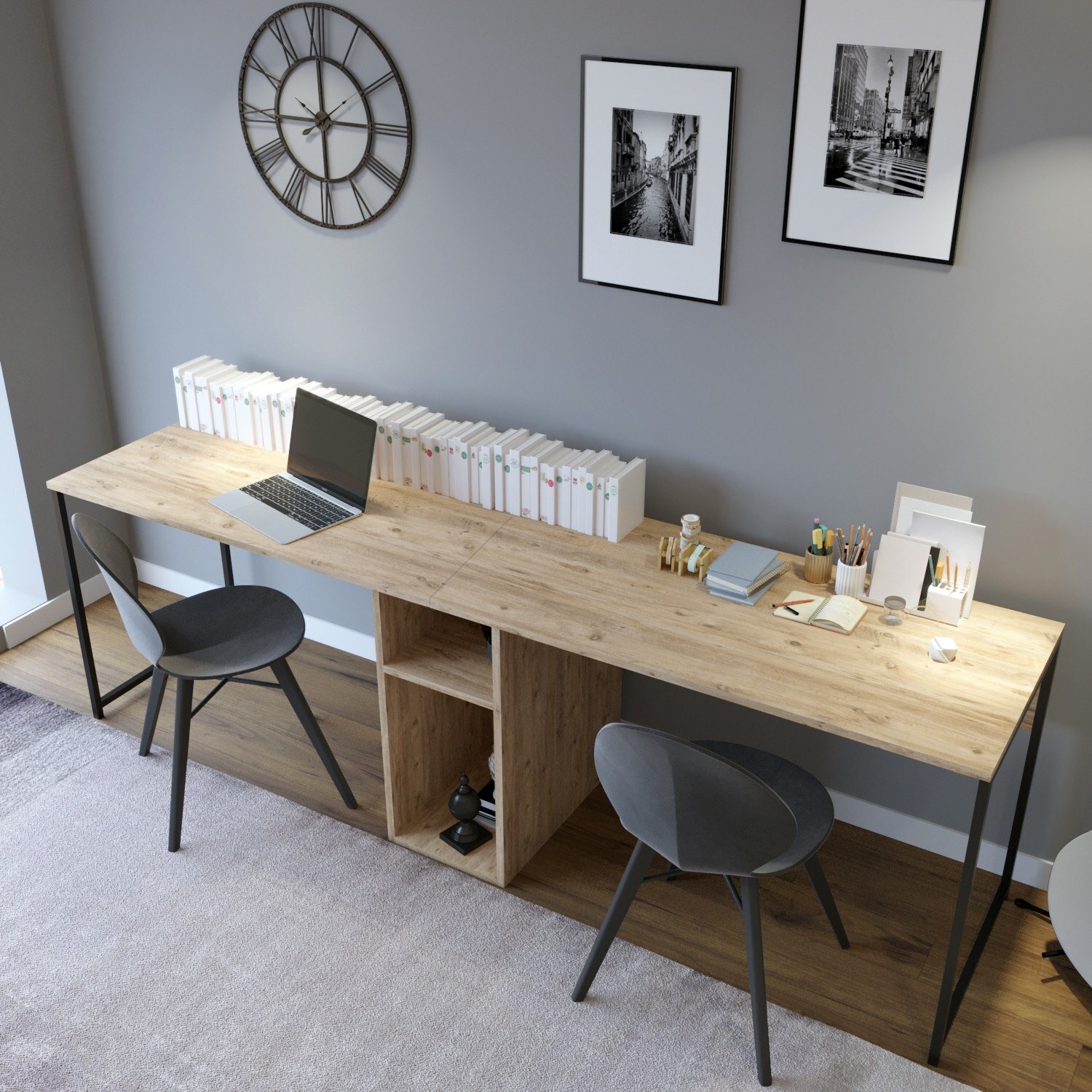 Skye Decor, Ikili Calisma Masasi L196, Schreibtische, Eiche, 240 x 74 x 60 cm 285LCV1117