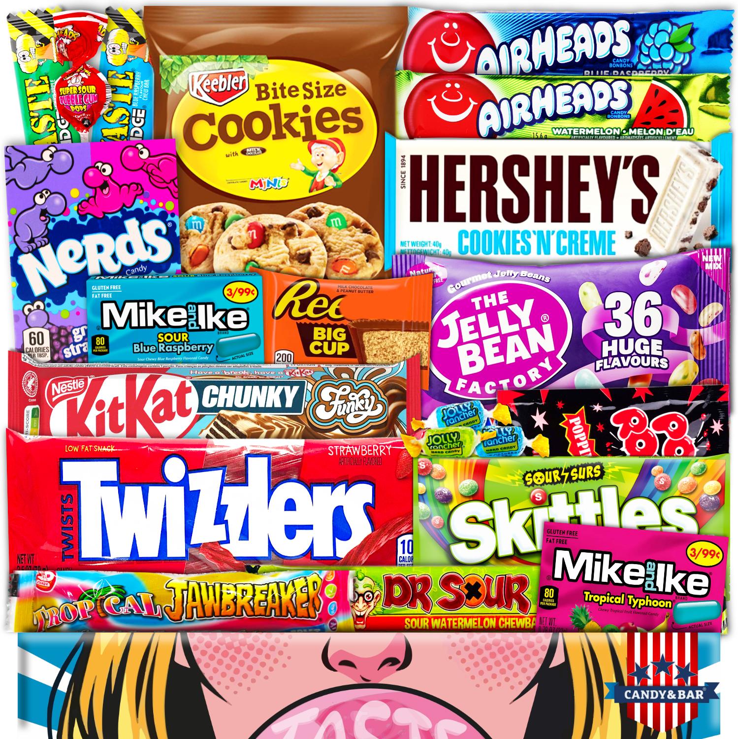 JUMBO USA Original BOX | 21 Teile | American Candy | USA Import | Snack Box | Box voller Top Produkte | Geburtstag | Geschenk | Cheatday | Candy & Bar