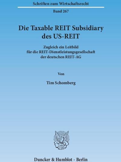 Duncker & Humblot Die Taxable REIT Subsidiary des US-REIT