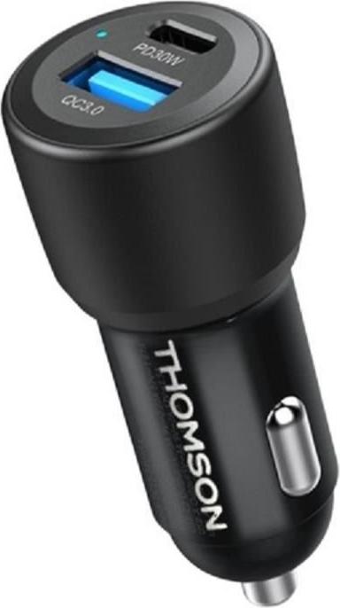 Nabíjačka do auta - THOMSON - 60 W - Úplne nová generácia gan technológie - USB-C - PD 30 W + USB-A QC 3.0 - 30 W