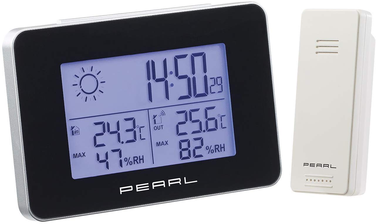 Funk Wetterstation mit Außensensor Uhr Wecker Thermeter Hygrometer Barometer DHL
