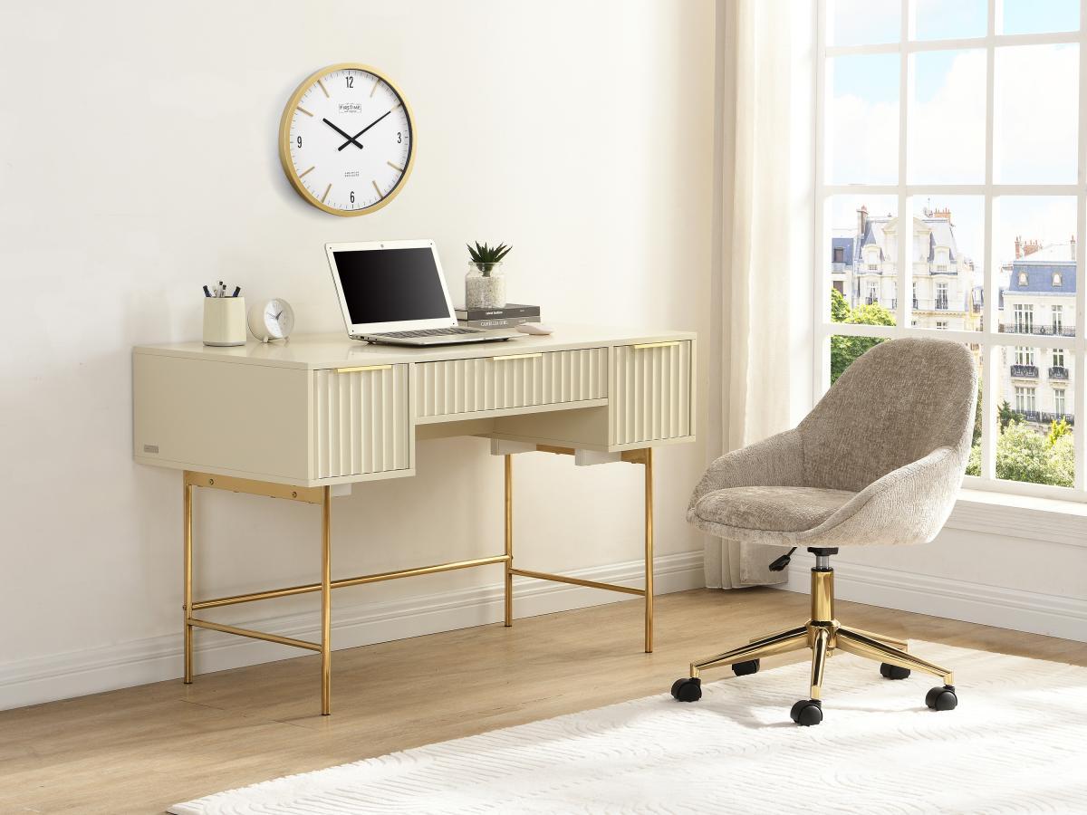 Schreibtisch mit Stauraum - Beige & Gold - VITESDA von Pascal Morabito