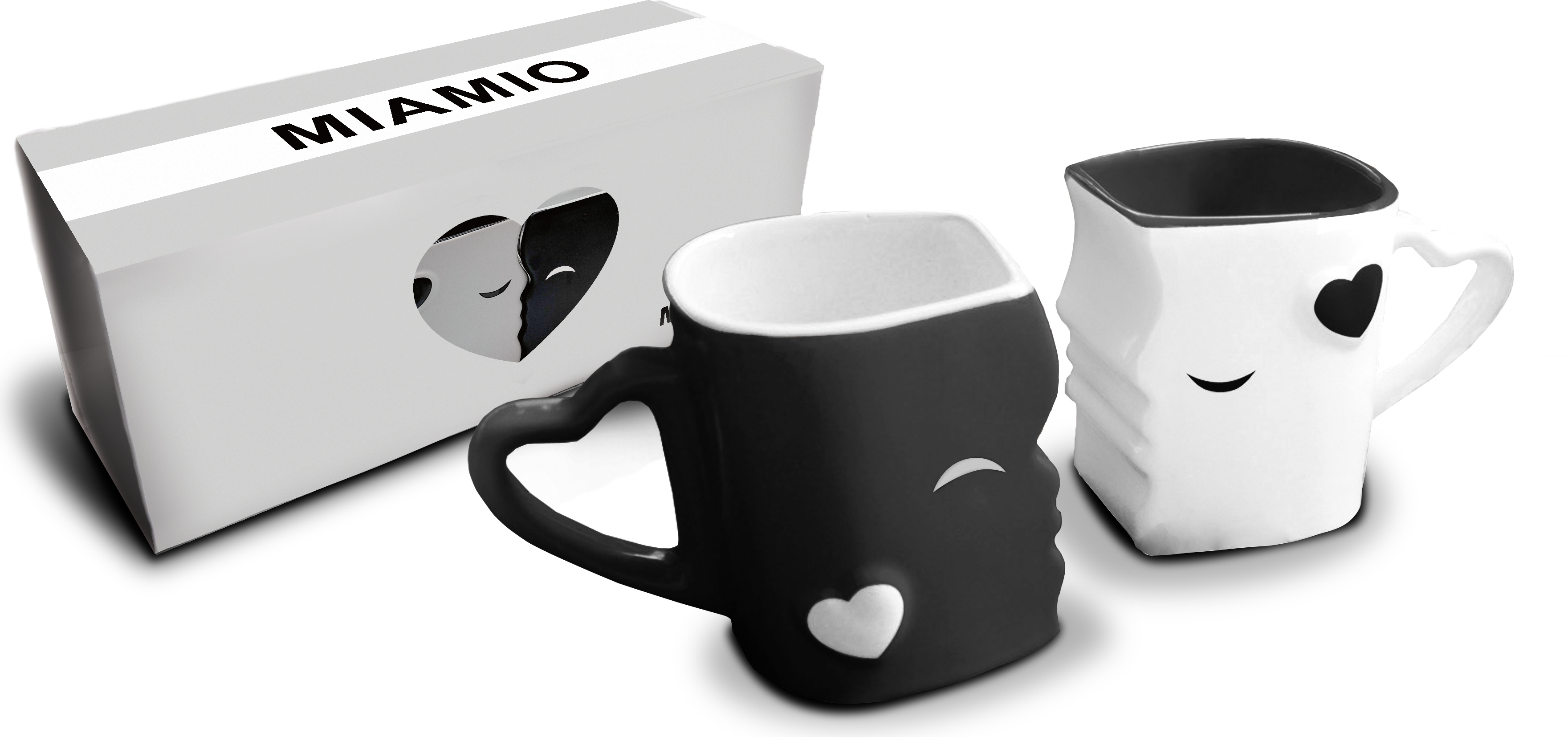 MIAMIO Set Di 2 Tazze Kissing Rabbit - Tazze Da Caffè In Ceramica 400ml Per Coppie - Dipinte A Mano, Regalo Per Fidanzati, Matrimonio, Pasqua, Natale