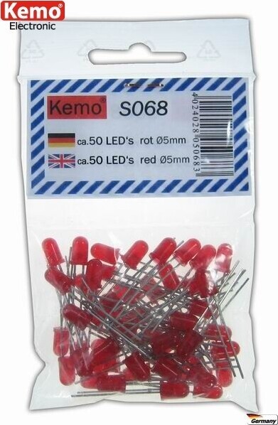 Kemo Elektronikbauteil für Bastler und Hobbyelektroniker, Rot, Ø 5mm, ca. 50 Stück 420-S068