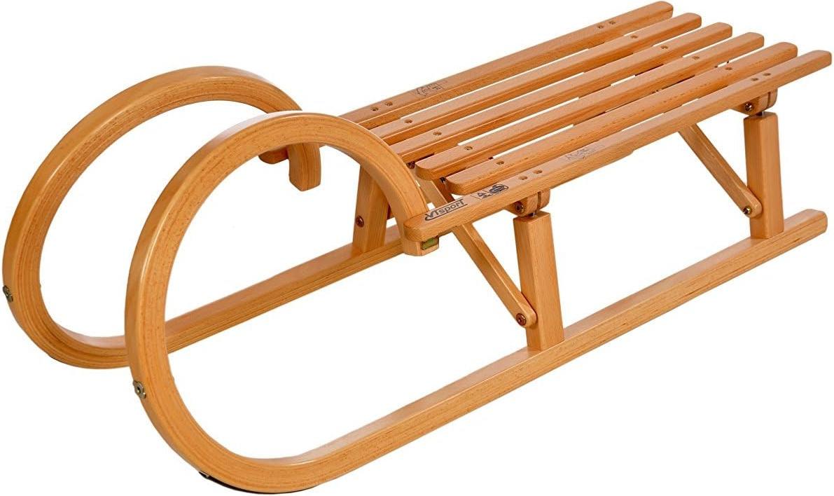 Markenlos Klappbarer Holzschlitten 100 cm - - Geeignet für Kinder und Erwachsene