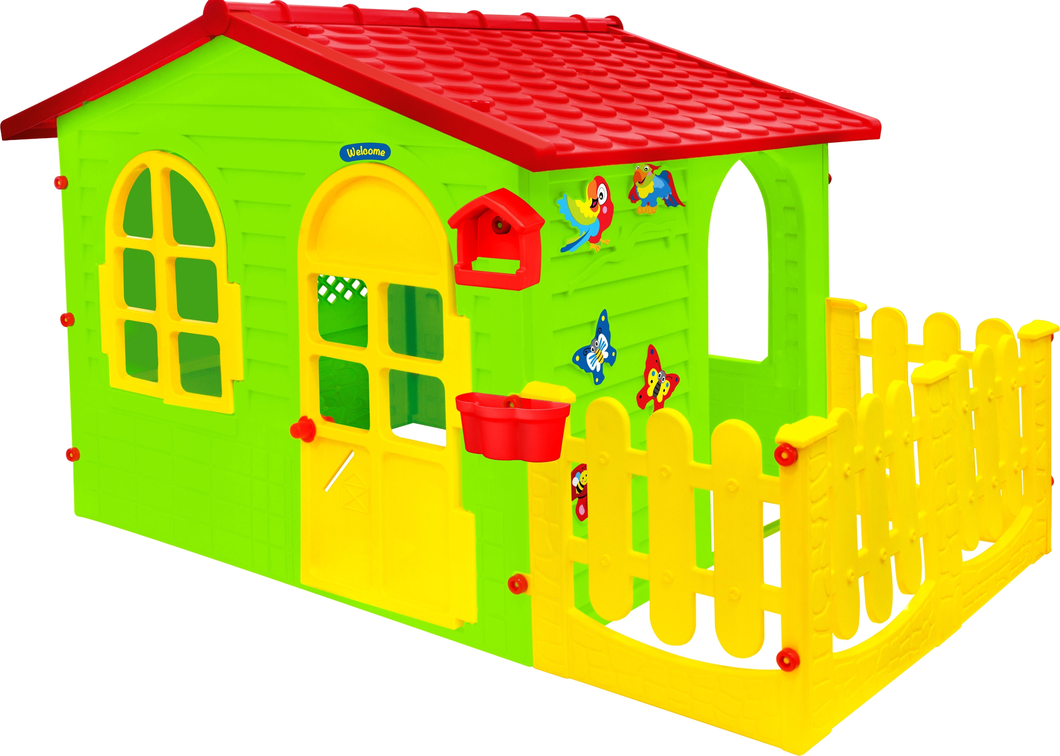 e-floor Gartenspielhaus - Kinderspielhaus mit Zaun - Wetterfest - Grün - Indoor & Outdoor 1156156500