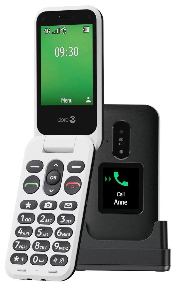 Doro Leva E30, Vyklápací, Single SIM, 7,11 cm (2.8"), 0,3 MP, 1150 mAh, Čierna, Biela