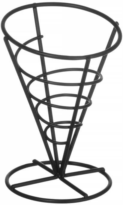 Markenlos Halter für Pommes frites, Pommestütenhalter, Pommesständer, Pommeskorb und Snackkorb, ø115 x (H)172 mm, mattschwarz