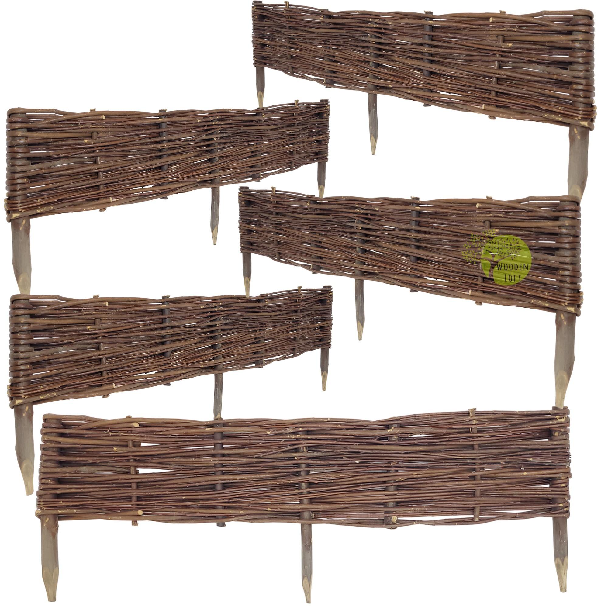 weeco Weide Garten Palisade 100x20cm Satz von 5 Stück. Weidenzaun für den Garten. Weidenzaun