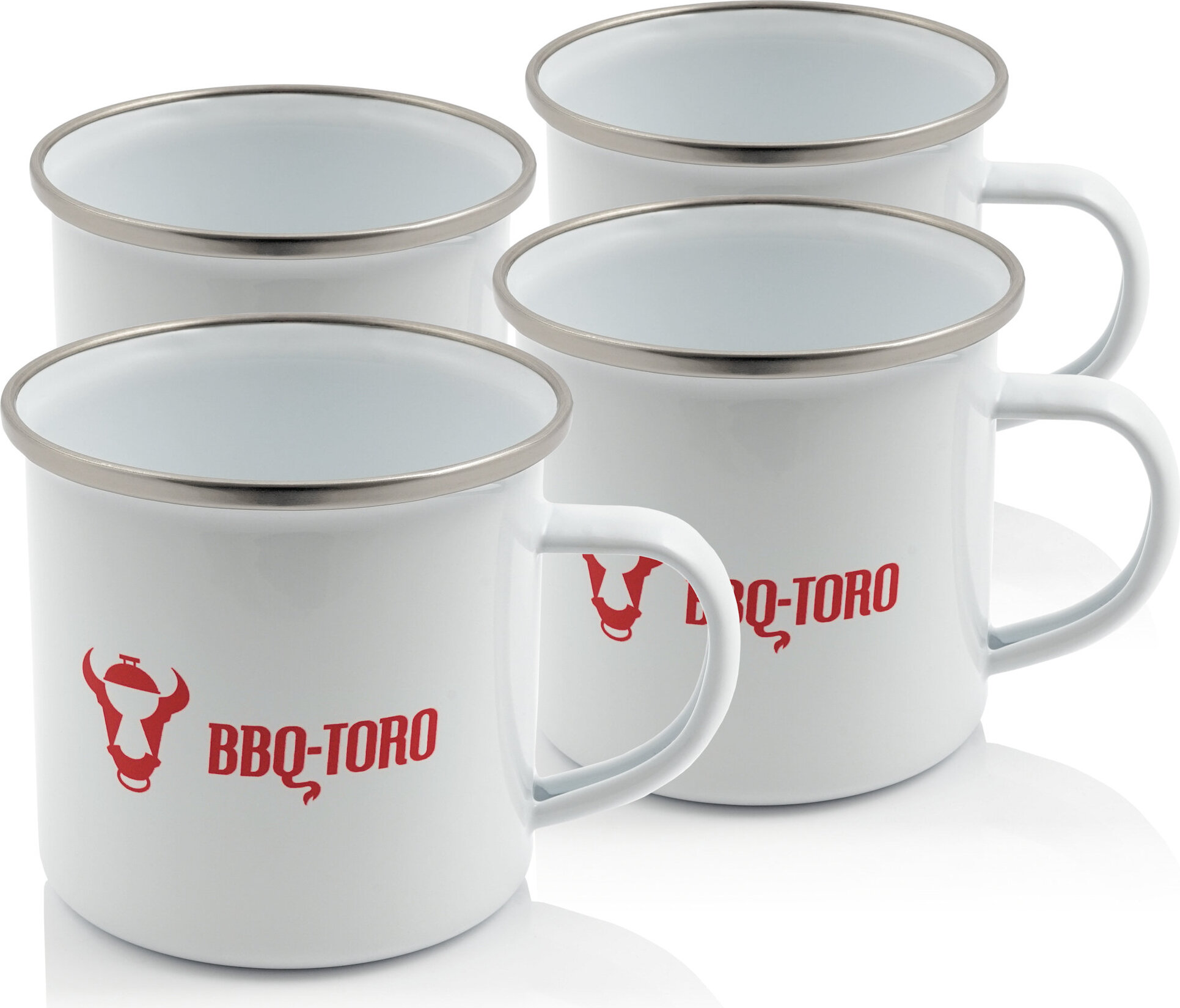 BBQ-Toro Emaille Tasse (4 Stück) | 350 ml | Emaillebecher für Camping, Outdoor