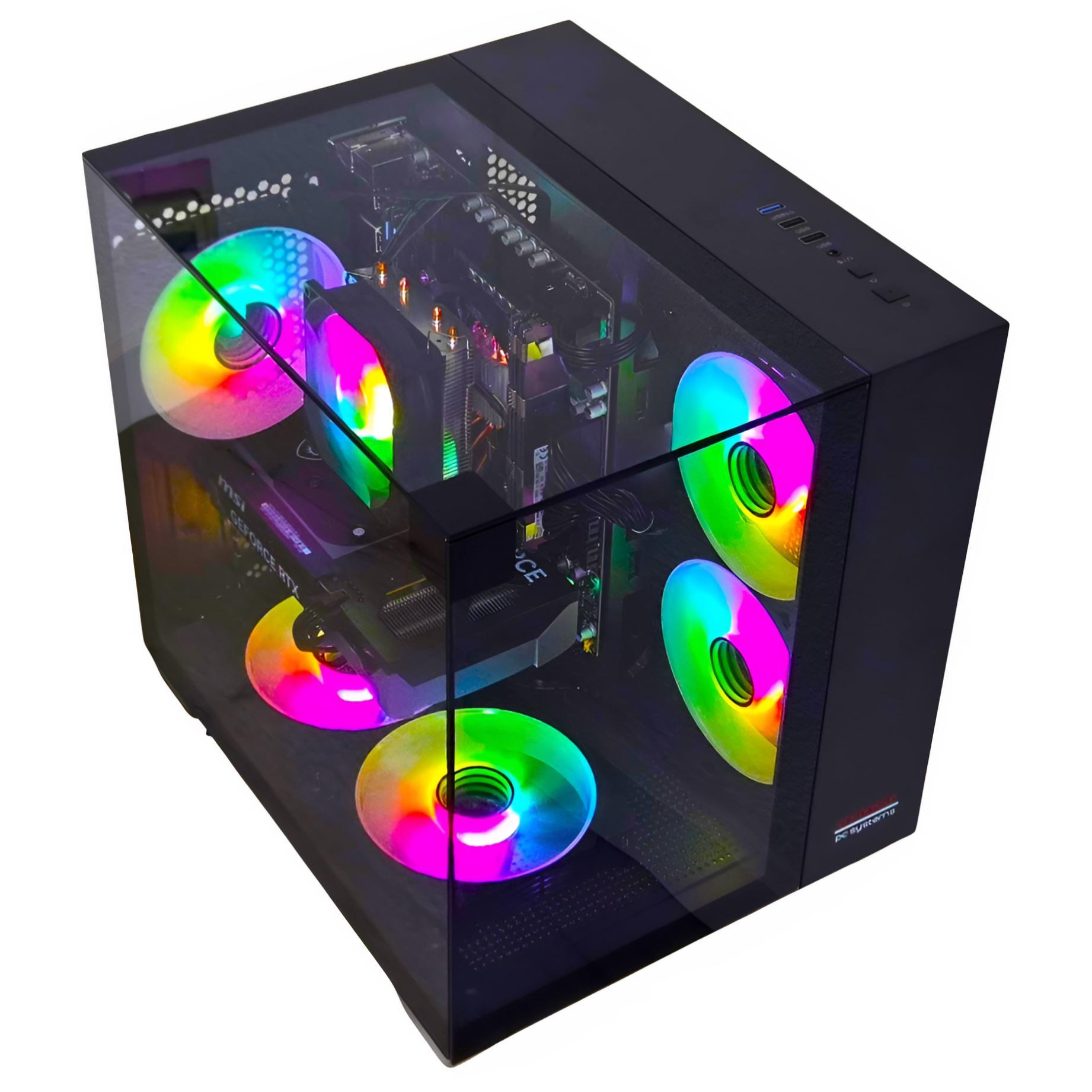 PC Store NCA Gaming PC BLACK | NVIDIA RTX 3050 | 128GB RAM 2TB SSD | Intel 12 Core | RGB Lüfter mit Fernbedienung | Luftkühlung | WLAN 5 | Win 11 | TPM 2.0
