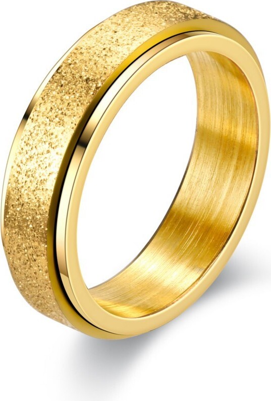 Anello Antistress Rotante A Scacchi – Acciaio Inox Placcato Oro/argento – Gioiello Fidget Per Ansia – Taglie 5-11