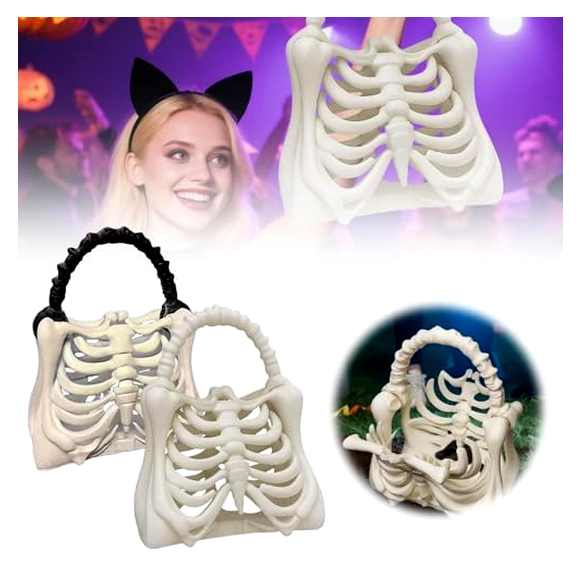 Markenlos 3D-gedruckte Gothic-Geldbörse, unheimliche Rippe, modische Schultertasche, Halloween, 3D-gedruckte Handtasche