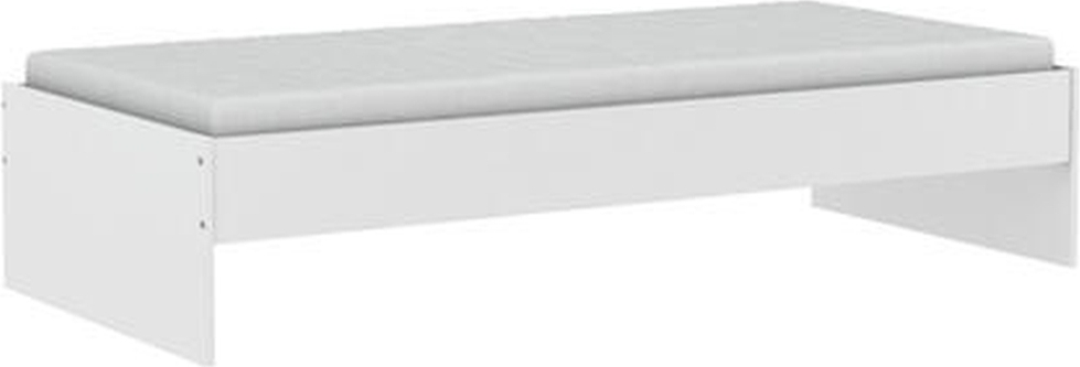 Einzelbett >Tidy< in matt weiss aus Holzwerkstoff - 94x42x203cm (BxHxT)