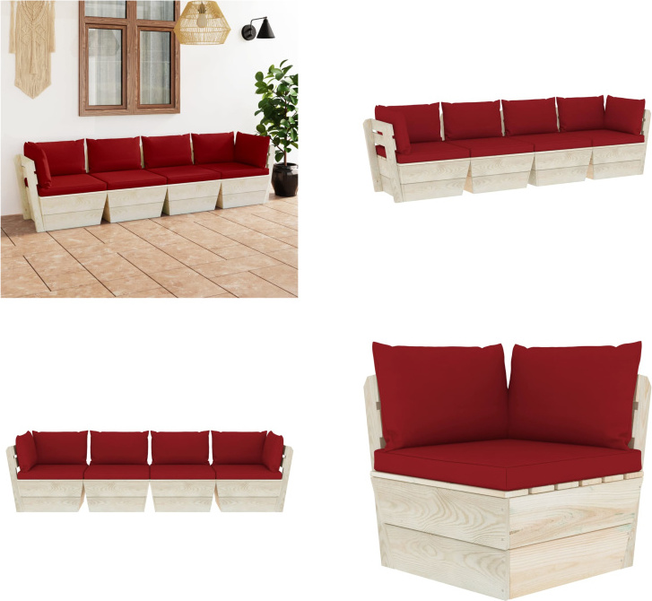 vidaXL Záhradná 4-miestna pohovka z paliet s vankúšmi zo smrekového dreva - Pohovka z paliet - 4-miestna pohovka - 4-miestne pohovky