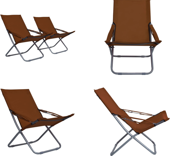 vidaXL Klappbare Strandstühle 2 Stk. Stoff Braun - Klappbarer Strandstuhl - Klappbare Strandstühle - Strandstuhl - Strandstühle HL47906