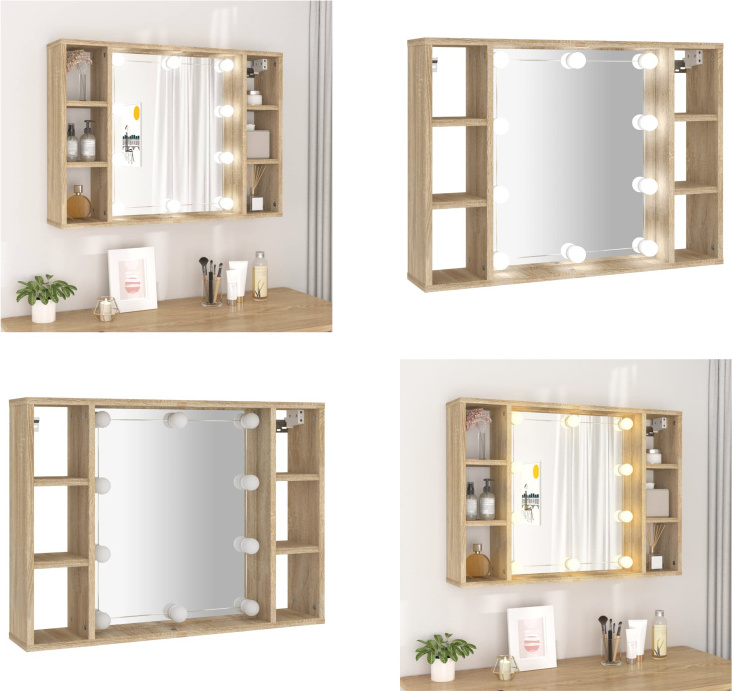 vidaXL Spiegelschrank mit LED Sonoma Eiche 76x15x55 cm - Spiegelschrank - Spiegelschränke - LED-Spiegelschrank - Spiegelschrank Bad HL808858