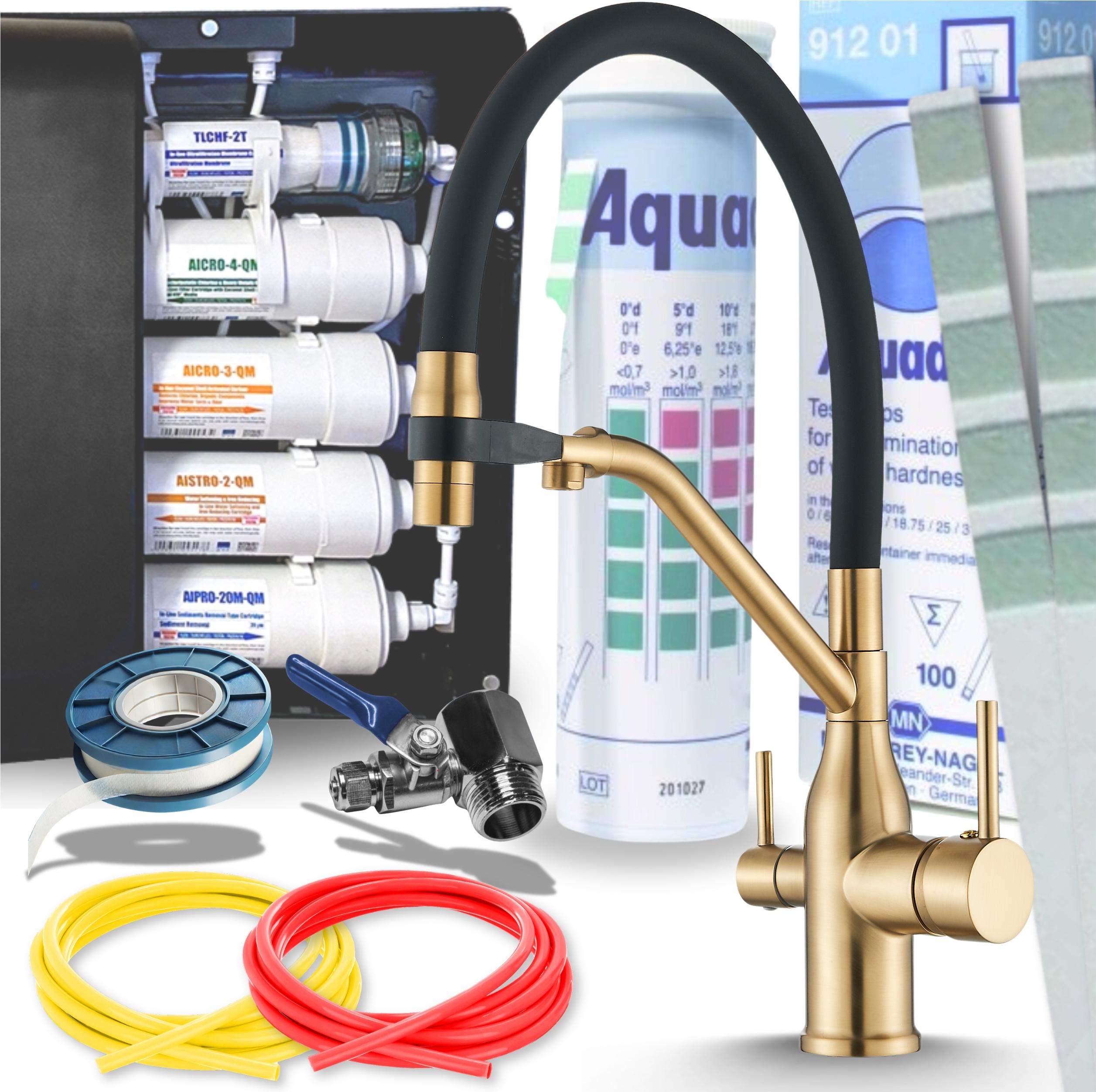 Küchenarmatur Magneto 3-Wege Ausziehbar Keramikventil Gebürstetes Gold Image