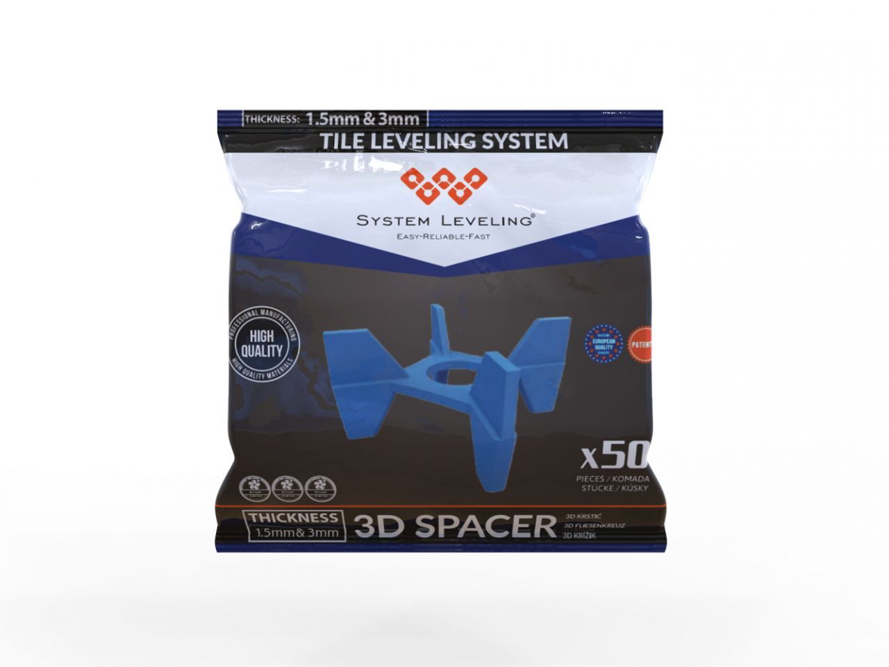 System Leveling 3D-Fugenkreuz Fugenbreite 1,5 & 3 mm - 50 Stk. 5502