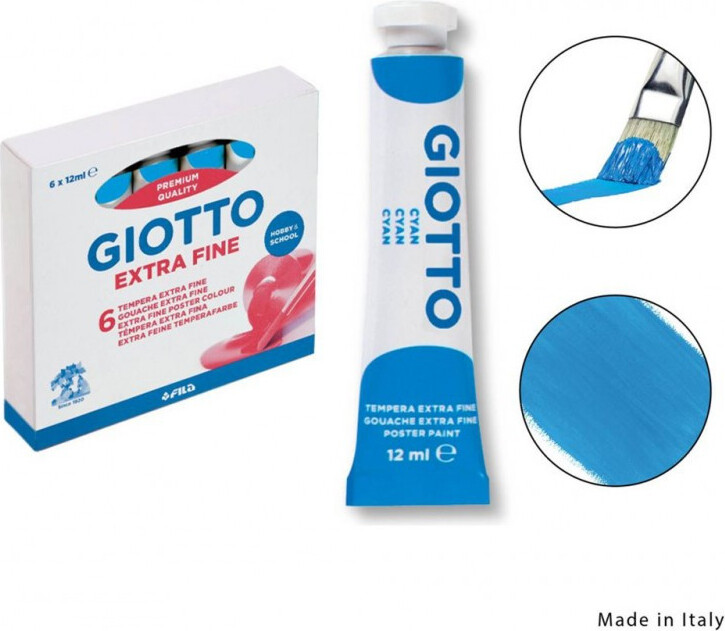 Giotto Tempera 12ml Cyan Hohe Deckkraft - Lichtechte Malfarbe 352015