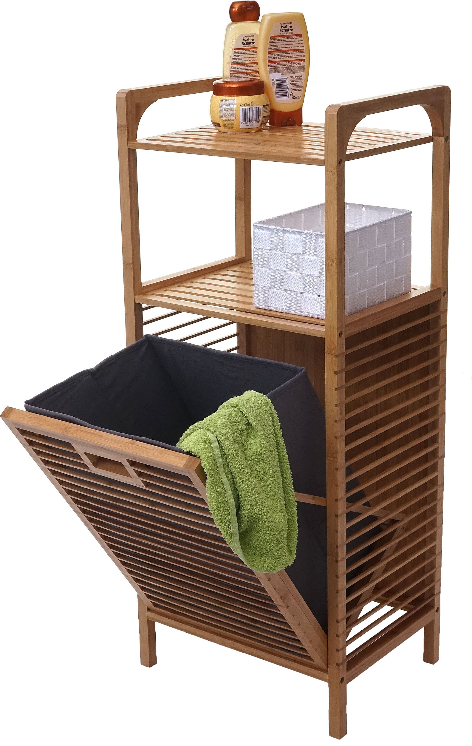 HOMCOM Carrello da Cucina con 3 Cestini, Cassetto e Ribalte, 6 Ruote