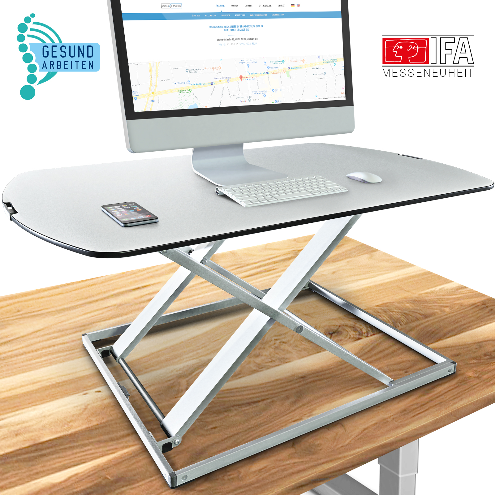 Laptop 25breite Plattform SLYPNOS höhenverstellbarer Steh-Sitz Schreibtisch ergonomischer Sit-Stand Workstation Aufsatz Für Computer großer Stehpult mit abnehmbarer Tastaturablage