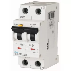Eaton FI/LS Kombination, 32 A, 30 mA, LS-Charakteristik: C, 2p, FI-Charakteristik: A 170791