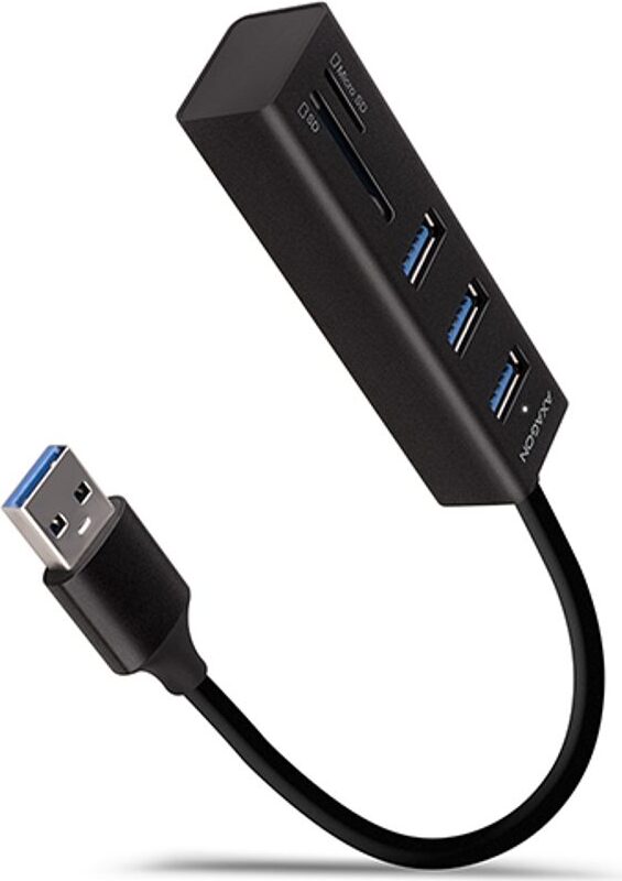Axagon HMA-CR3A, Kábel, USB 3.2 Gen 1 (3.1 Gen 1) Type-A, Čierna, MMC, MMC Mobile, Microsd (transflash), MicroSDHC, MicroSDXC, MiniMMC, MiniSD, MiniSDHC, RS-MMC,..., 5 Gbit/s, USB 3.2 Gen 1 (3.1 Gen 1) Type-A