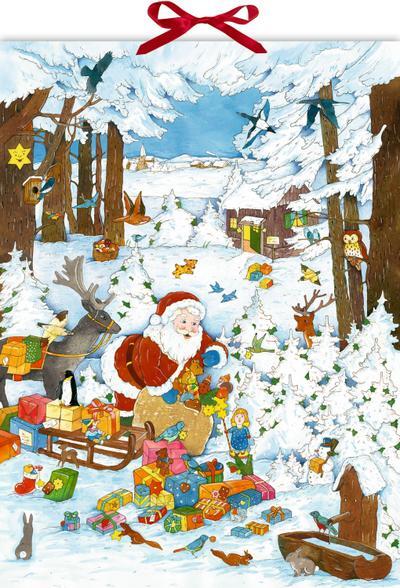 Nástenný adventný kalendár - Vianočné darčeky v zimnom lese