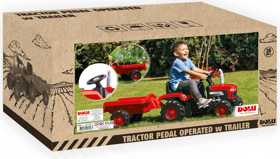 DOLU Trettraktor mit Anhänger Rot 8153 8146