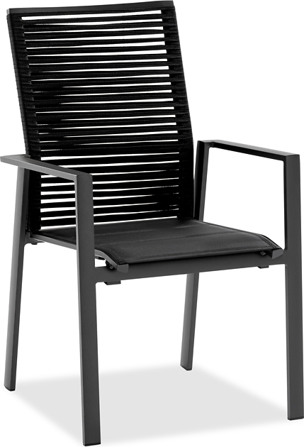 Gartenstuhl Cervox 61x65 Stoff Schwarz Kordel Schwarz Gestell Alu Anthrazit