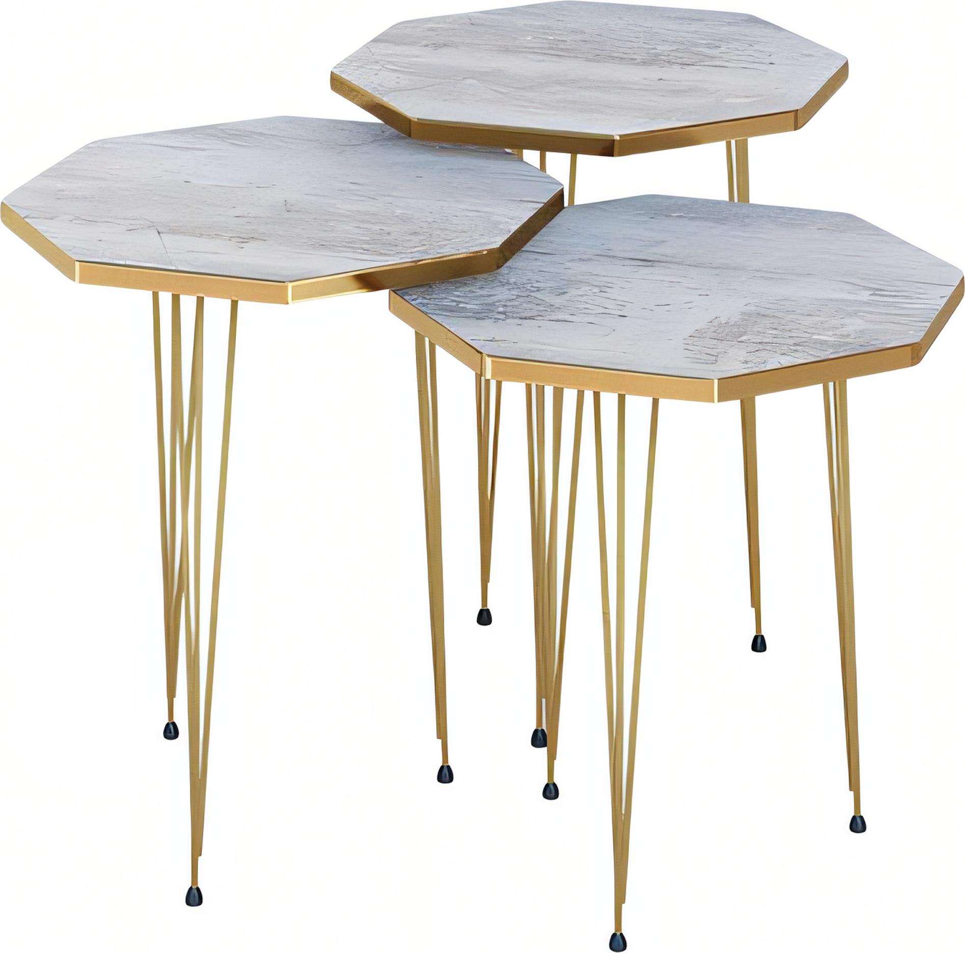 AEA Elegantes graues Metall Couchtisch-Set modern und stilvoll