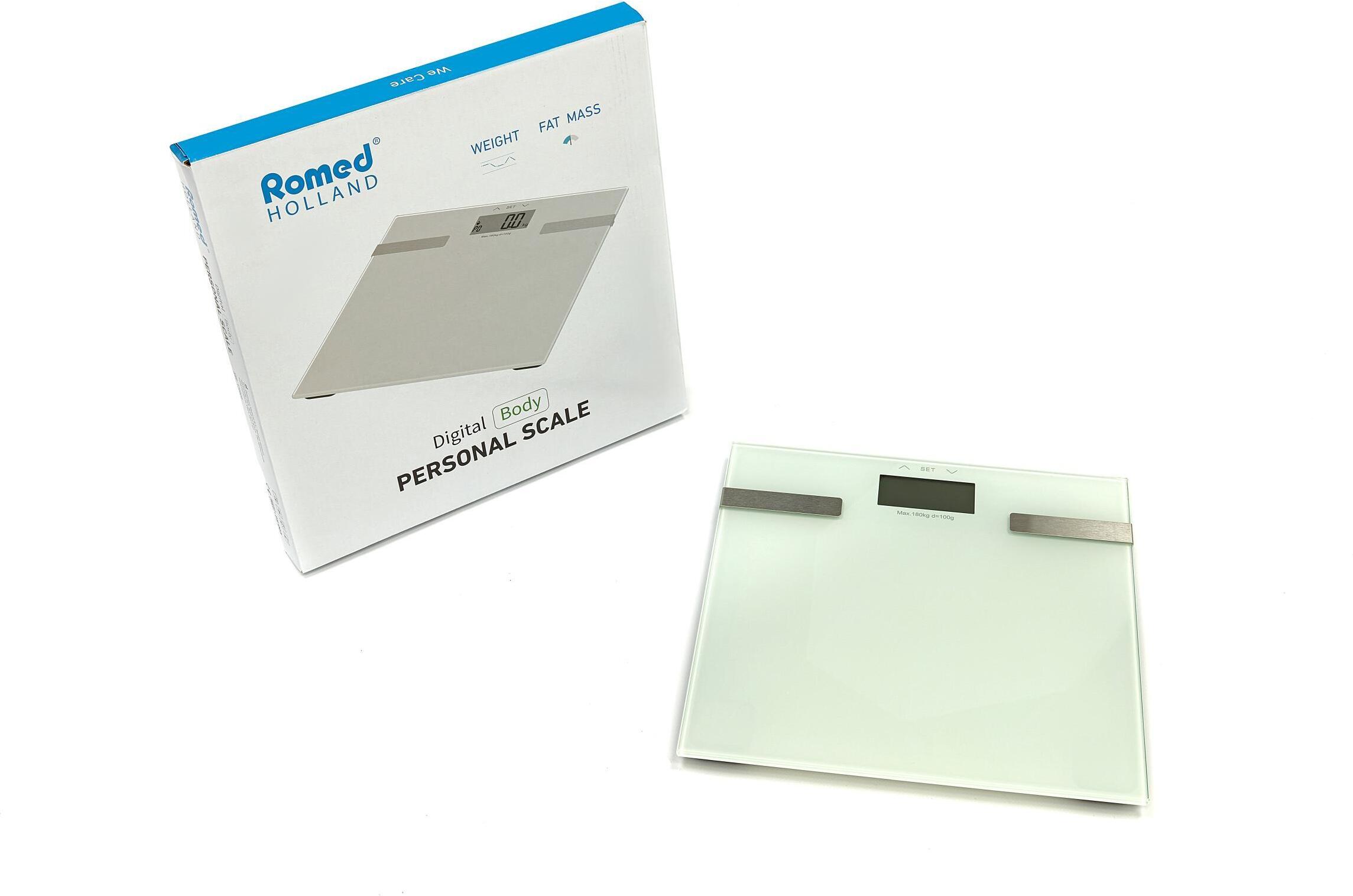 Romed Personenwaage digital, Körperfettwaage, belastbar bis 180 kg / 396 lbs PS003